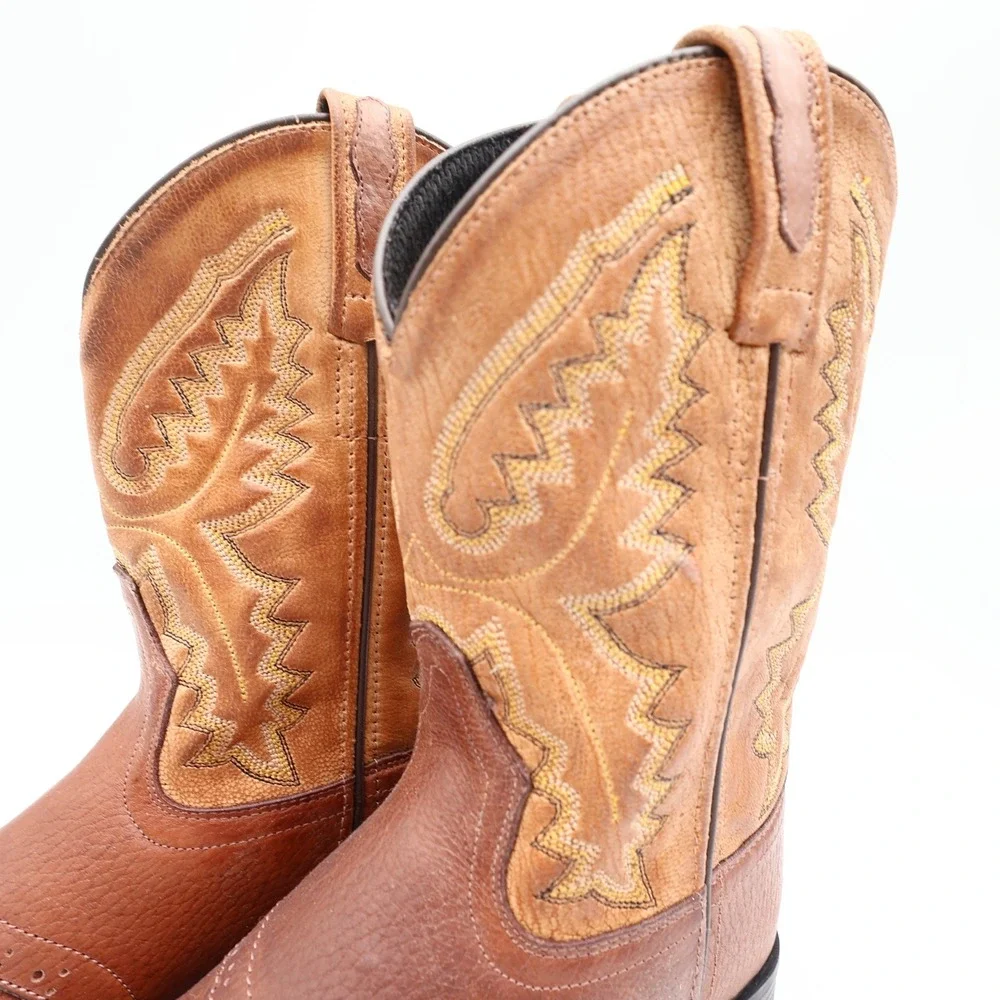 Old West 1936 Western Boots Kids 3.0 Brown Leather NWT
